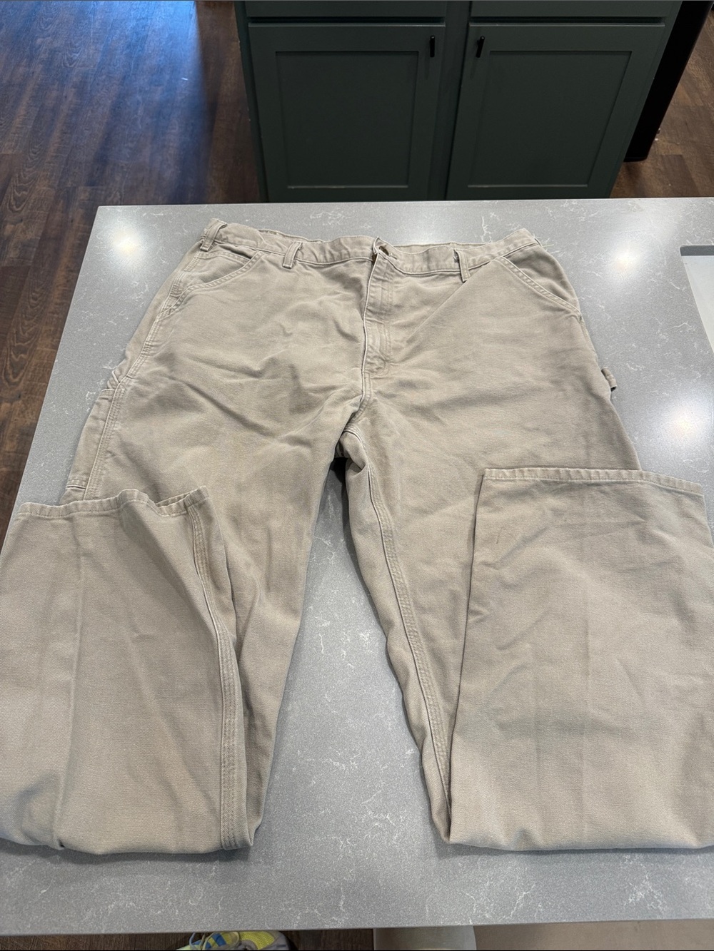 Carhartt Men's Khaki Work Chinos in Light Tan 40x34